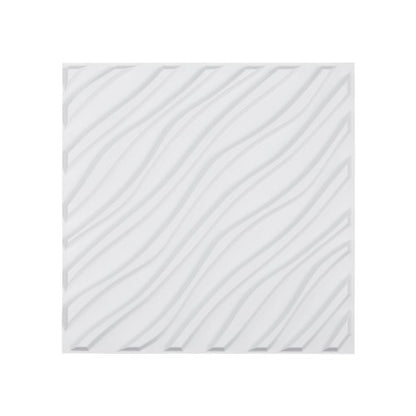 3D Wall Panels, 12-Pack 19.7 x 19.7 in PVC Modern Art Minimalist Wave Tiles, 32 Sq.Ft Coverage Accent Wall Panel, Interior Home Decor for Ceiling, Bedroom, Living & Gaming Room, Matte White