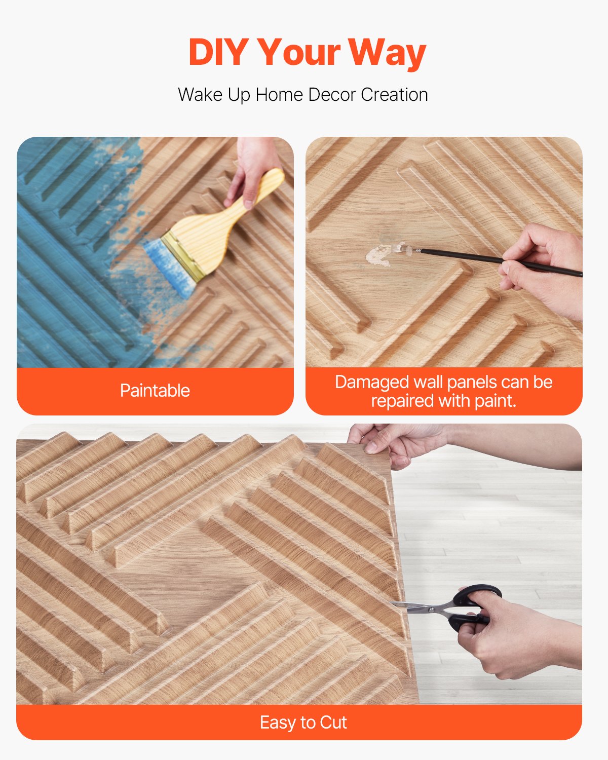 3D Wall Panels, 12-Pack 19.7 x 19.7 in PVC Modern Art Minimalist Salt Tiles, 32 Sq.Ft Coverage Accent Wall Panel, Interior Home Decor for Ceiling, Bedroom, Living & Gaming Room, Light Wood Color