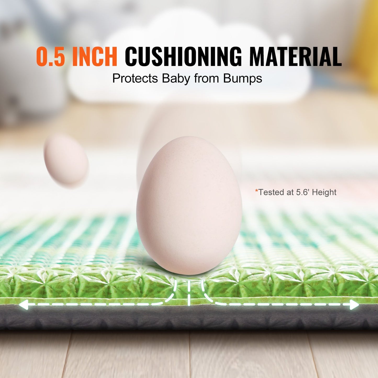 Baby Play Mat, 55""x82"" Baby Crawling Mat, Non-Slip One-Piece Soft Cushioned Baby Playmatt, Rollable Reversible Floor Mat, Waterproof Activity Mat, for Babies Toddlers Infants, Play & Tummy Time