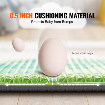 Baby Play Mat, 55""x82"" Baby Crawling Mat, Non-Slip One-Piece Soft Cushioned Baby Playmatt, Rollable Reversible Floor Mat, Waterproof Activity Mat, for Babies Toddlers Infants, Play & Tummy Time