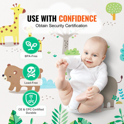 Baby Play Mat, 55""x82"" Baby Crawling Mat, Non-Slip One-Piece Soft Cushioned Baby Playmatt, Rollable Reversible Floor Mat, Waterproof Activity Mat, for Babies Toddlers Infants, Play & Tummy Time