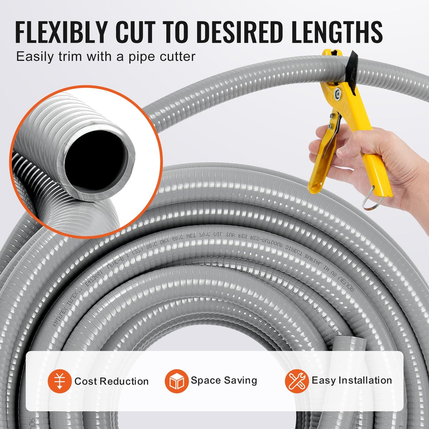 12.7mm(1/2 in) Flexible Liquid-Tight Electrical PVC Conduit 30.5m Non-Metallic