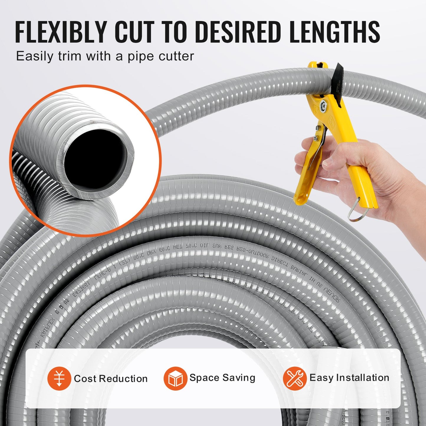 25,4mm (1-inch) Flexible Liquid-Tight Electrical PVC Conduit 30.5m Non-Metallic IP65
