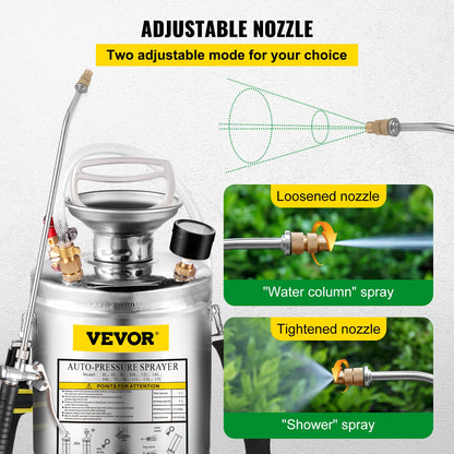 Stainless Steel Sprayer 4L Household Gardening and Floor Cleaning Sprayer, Suitable for the Current Neds of Industry, Agriculture, Commerce, Medicine and Other Industries