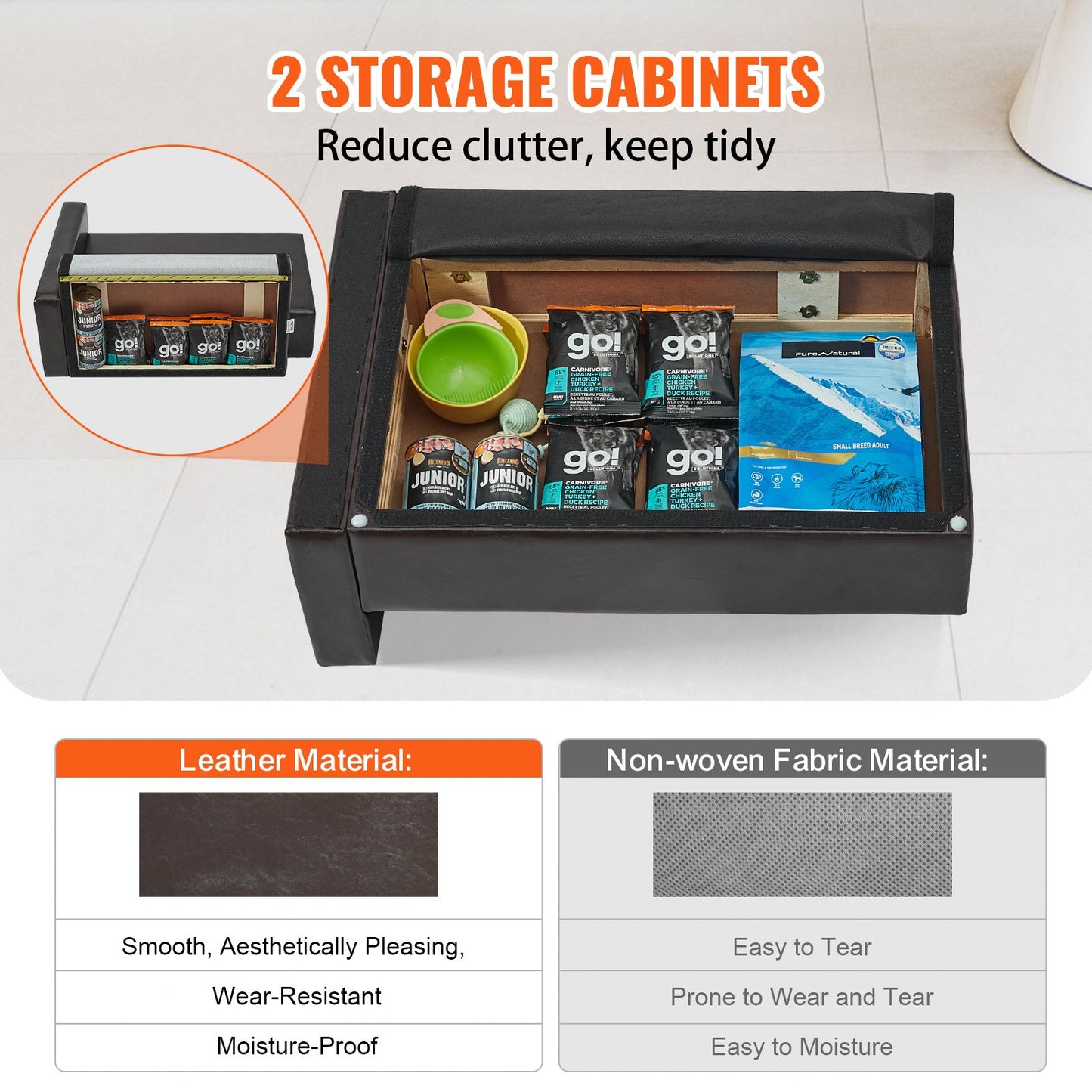 Husdjurssoffa, Hundbädd för medelstora hundar och katter, Mjuk läderbädd för hundar, 110 lbs lastsoffa för katter, Svart