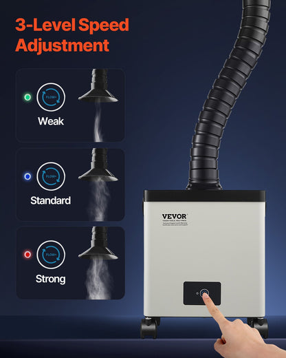 Solder Fume Extractor, 85W Brushless Soldering Smoke Absorber with 3-Stage Filters & 3-Speed Adjustment, 200m³/h Strong Suction Solder Smoke Purifier for Soldering, Engraving, DIY Welding, Salon