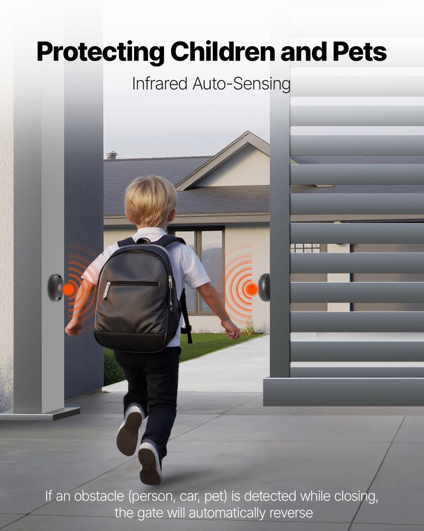 Automatic Gate Opener, 400W Electric Sliding Gate Opener for Doors up to 25m 1000kg, Nylon Gear Rack Rolling Door Motor with Infrared Sensor & 2 Remote Controls, Driveway Gates Opening System