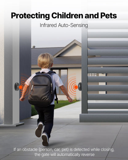 Automatic Gate Opener, 550W Electric Sliding Gate Opener for Doors up to 25m 1500kg, Nylon Gear Rack Rolling Door Motor with Infrared Sensor & 2 Remote Controls, Driveway Gates Opening System