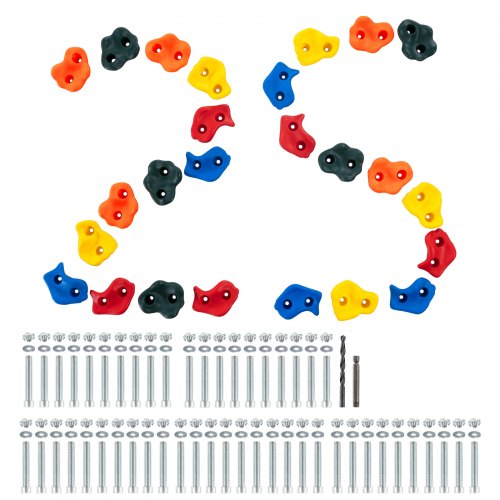 25 Rock Climbing Holds, Multi-Size and Multi-Colored Climbing Rocks for Kids and Adults, Rock Wall Holds with Mounting Hardware, Climbing Wall Grips for Indoor and Outdoor Playground Play Set