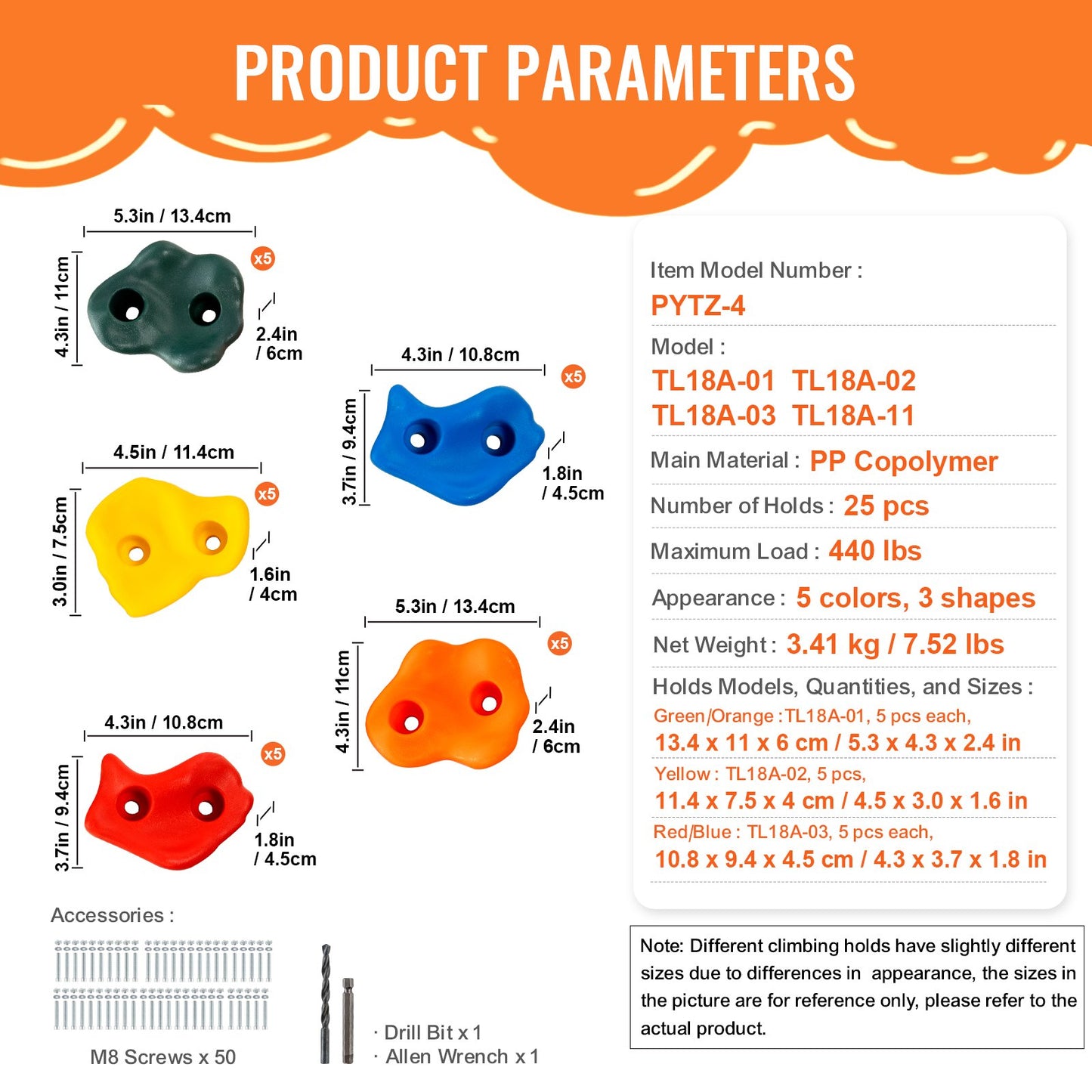 25 Rock Climbing Holds, Multi-Size and Multi-Colored Climbing Rocks for Kids and Adults, Rock Wall Holds with Mounting Hardware, Climbing Wall Grips for Indoor and Outdoor Playground Play Set