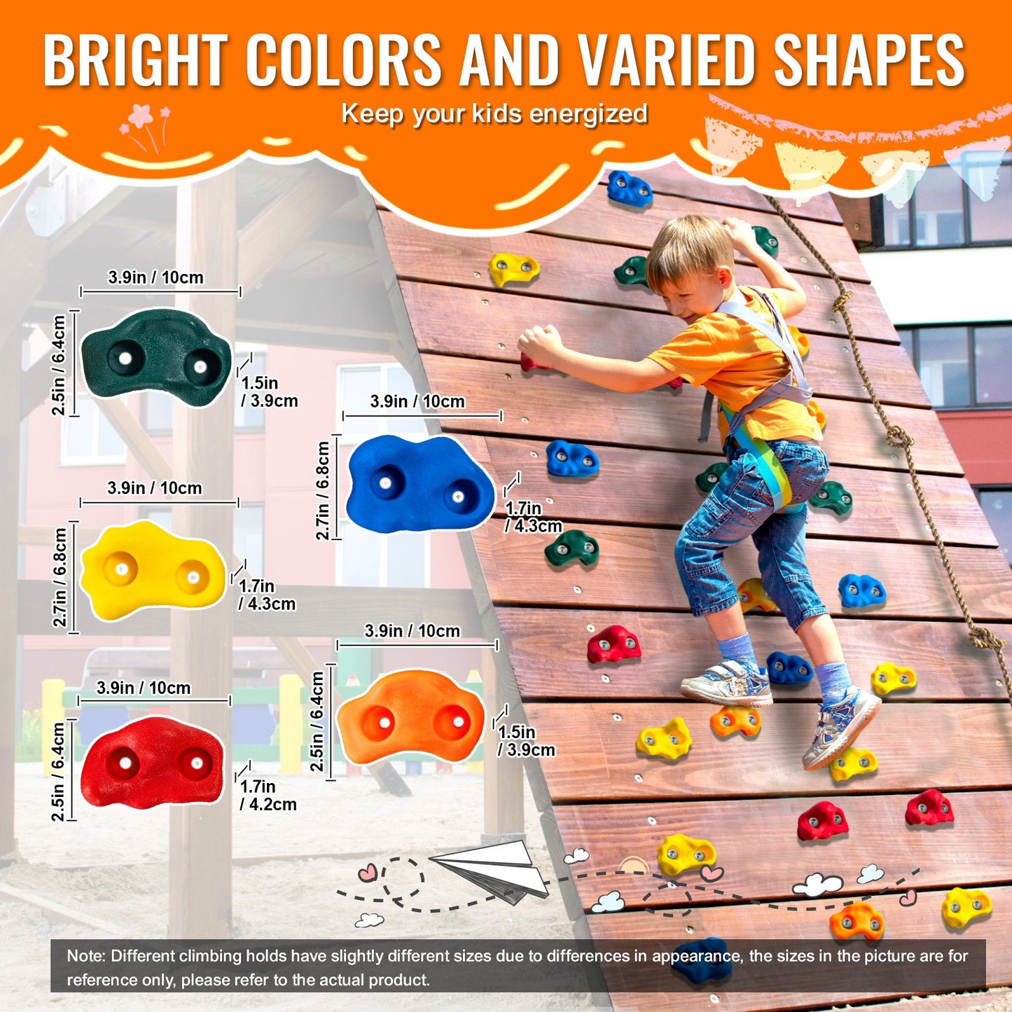 25 Rock Climbing Holds, Multi-Size and Colored Climbing Rocks for Kids and Adults, Rock Wall Holds with Knotted Rope, Handles and Mounting Hardware, Climbing Wall Grips for Indoor and Outdoor