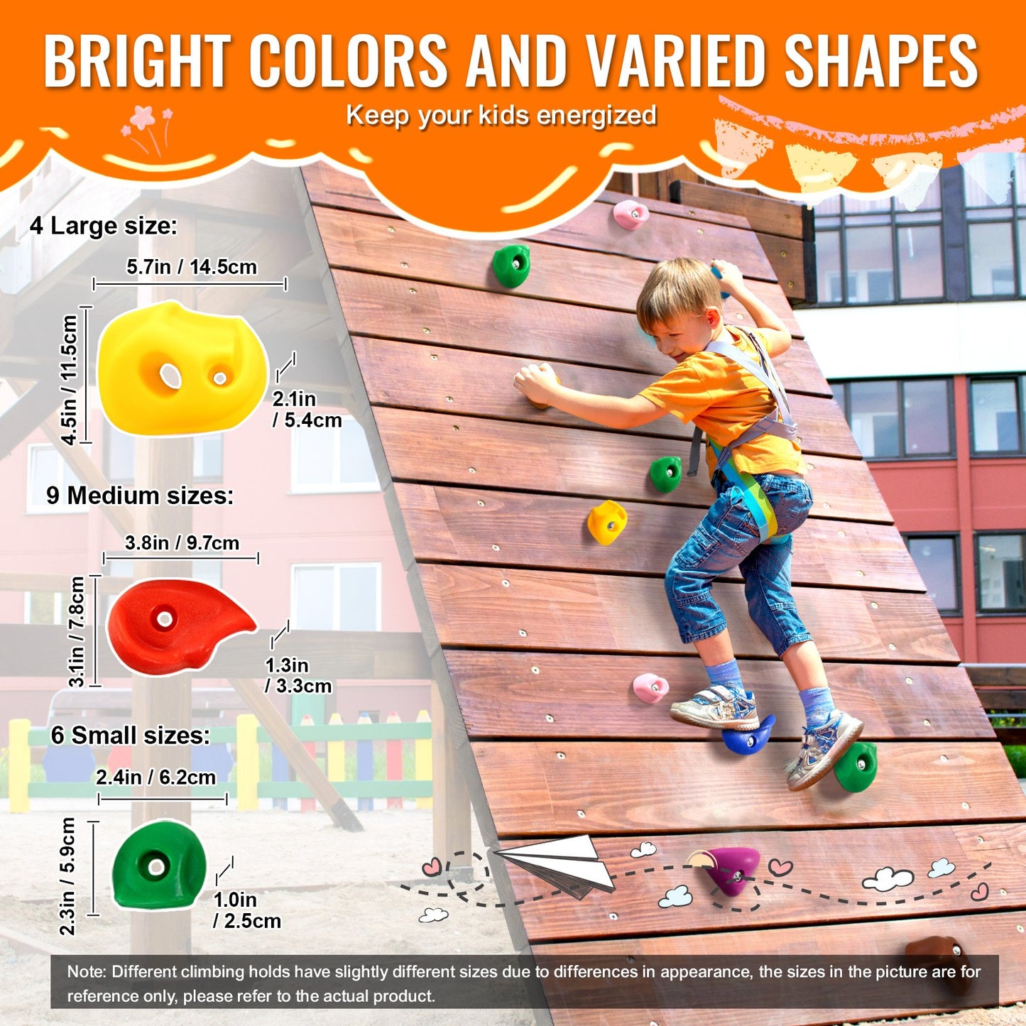 32 Rock Climbing Holds, Multi-Size and Multi-Colored Climbing Rocks for Kids and Adults, Rock Wall Holds with Mounting Hardware, Climbing Wall Grips for Indoor and Outdoor Playground Play Set