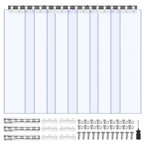 Strip Curtain PVC Door Curtain 96.5 cm x 213.4 cm Cooler Freezer Clear Plastic