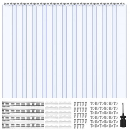 Klar PVC-gardinremsa, 2,4 m höjd x 1,8 m bredd x 2 mm tjocklek, 12 st. gardinremsor för kylrum i walk-in-miljö, släta vattentäta plastdörrremsor för lager, frys, garageportar