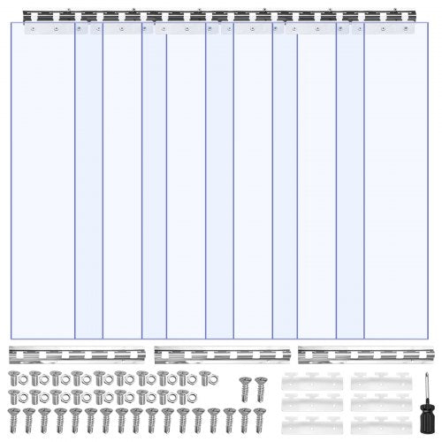 Clear PVC Strip Curtain, 2.1 m Height x 0.9 m Width x 2 mm Thickness, 6 PCS Walk in Freezer Cooler Curtain Strips, Smooth Waterproof Plastic Door Strips for Warehouse, Freezer, Garage Doors