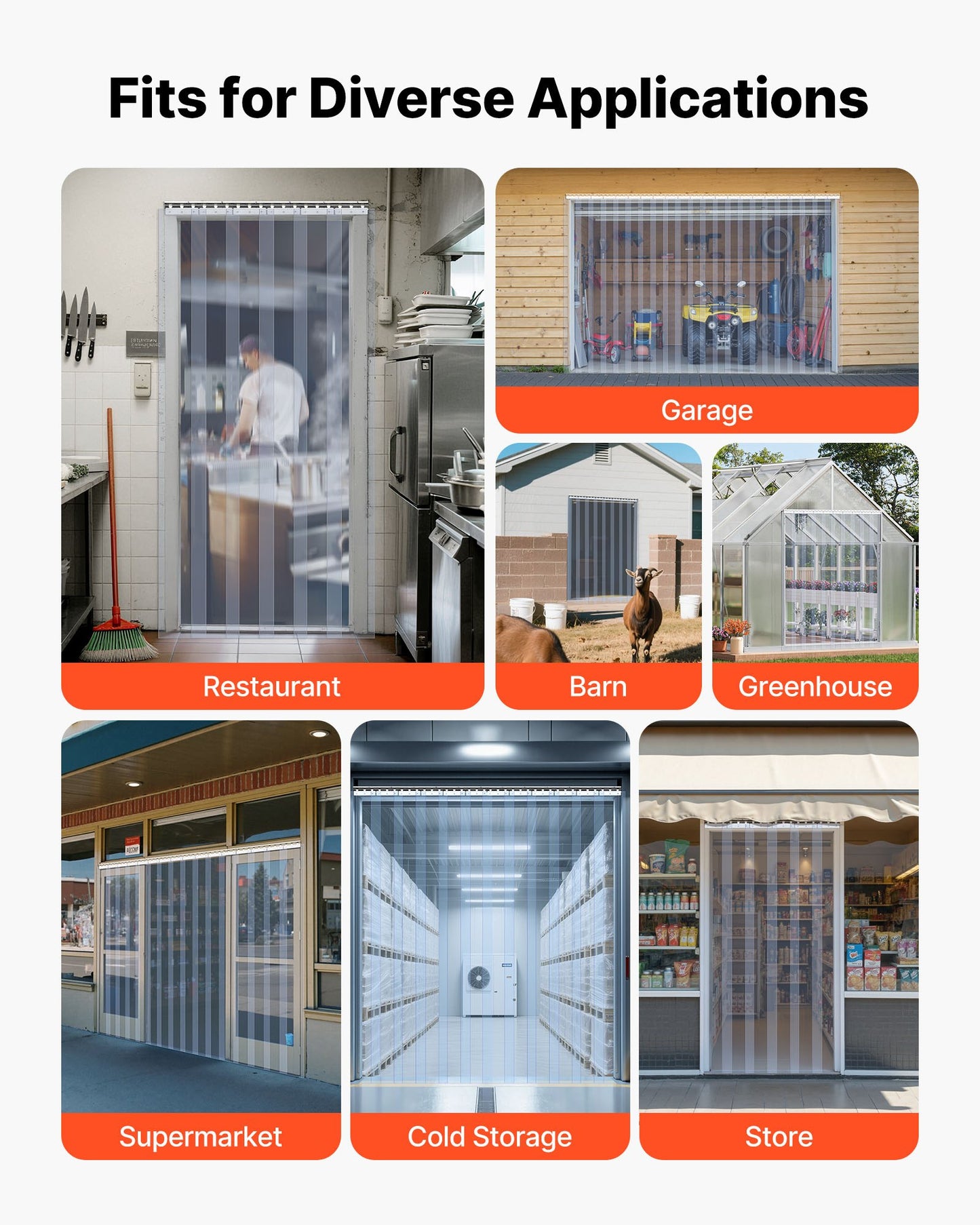 Klar PVC-listgardin, 2,1 m höjd x 0,9 m bredd x 2 mm tjocklek, 6 st. gardiner för kylrum i frysskåp, värmeisolerande plastdörrlister för lager, frys, garageportar