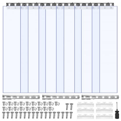 Klar PVC-listgardin, 2,1 m höjd x 0,96 m bredd x 2 mm tjocklek, 6 st. gardiner för kylrum i frysskåp, värmeisolerande plastdörrlister för lager, frys, garageportar