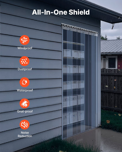 Klar PVC-listgardin, 2,1 m höjd x 0,96 m bredd x 2 mm tjocklek, 6 st. gardiner för kylrum i frysskåp, värmeisolerande plastdörrlister för lager, frys, garageportar