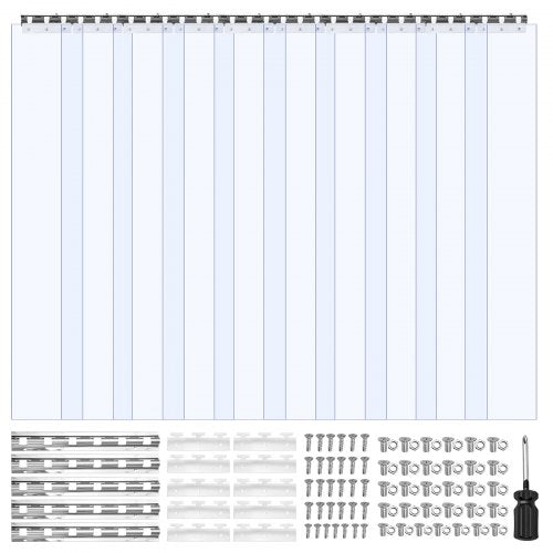 Klar PVC-gardinremsa, 2,4 m höjd x 1,5 m bredd x 2 mm tjocklek, 10 st. gardinremsor för kylrum i walk-in-frysskåp, släta vattentäta plastdörrremsor för lager, frys, garageportar