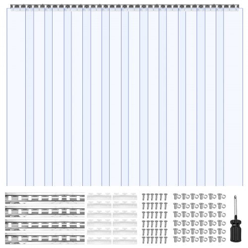 Klar PVC-listgardin, 2,1 m höjd x 1,8 m bredd x 2 mm tjocklek, 12 st. gardiner för kylrum i walk-in-frysskåp, släta vattentäta plastdörrlister för lager, frys, garageportar