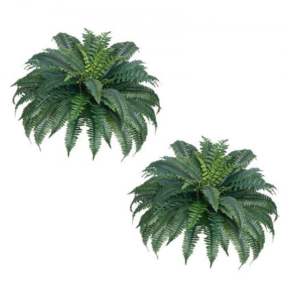 Artificial Ferns 2 Pcs, Natural Spread Diameter 43-47 Inch, Large Hanging Artificial Boston Ferns, Fake Plant Wall Decor with 50 Branches, Faux Fern for Home and Office (Flowerpot Unincluded)