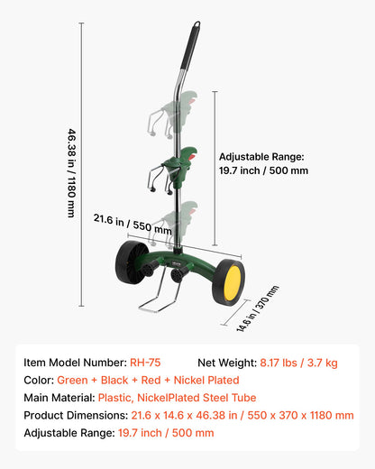 Kruktransportör för trädgården, kraftig växtvagn med justerbar griparm, max 65 kg viktkapacitet, krukväxttransportör med sugkopp och säkerhetslås, passar för inomhus- och utomhusbruk