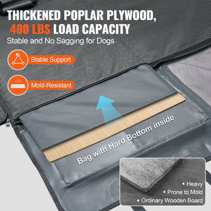 Back Seat Extender for Dogs,Dog Hammock for Car Back seat,Waterproof Hard Bottom Dog Car Seat Cover for Back Seat 54"x24",Supports 400lbs with Mesh Window and Storage Pocket for Car, SUV