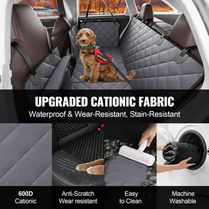 Back Seat Extender for Dogs,Dog Hammock for Car Back seat,Waterproof Hard Bottom Dog Car Seat Cover for Back Seat 54"x24",Supports 400lbs with Mesh Window and Storage Pocket for Car, SUV