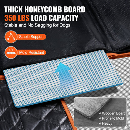 Back Seat Extender, Dog Car Seat Cover for Back Seat Bed with Mesh Window and Storage Pocket, Supports 350lbs Dog Hammock for Car Dog Car Bed 54"x25.6" for Car, SUV, Truck