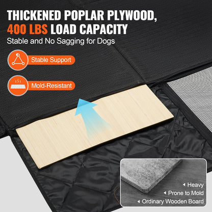 Baksätesförlängare, hundskydd för baksätessäng med nätfönster och förvaringsficka, stöder 180 kg hundhängmatta för bil hundsäng 137 x 81 cm för lastbil