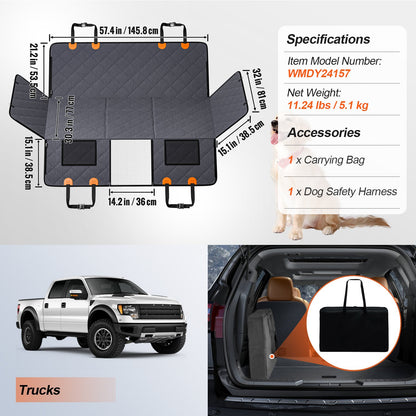Baksätesförlängare, hundskydd för baksätessäng med nätfönster och förvaringsficka, stöder 180 kg hundhängmatta för bil hundsäng 137 x 81 cm för lastbil