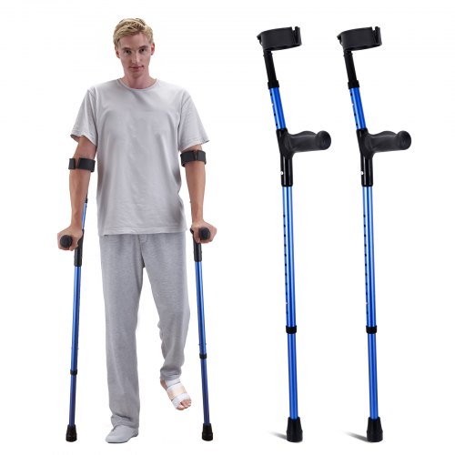 Forearm Crutches for Adults, 11-Level Height Adjustable Walking Crutches with 4-Level Upper Cuff, Lightweight Aluminum Medical Support Crutches for Leg Injury Surgery Disabled, 1 Pair (350LBS)