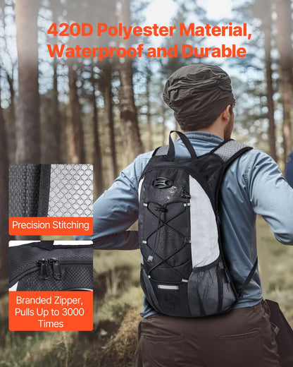 Hydration Backpack with 2L TPU Water Bladder, Hydration Pack Backpack, Lightweight Hiking Water Backpack for Men Women, Hydro Water Daypack for Hiking, Running, Cycling, Camping & Rave