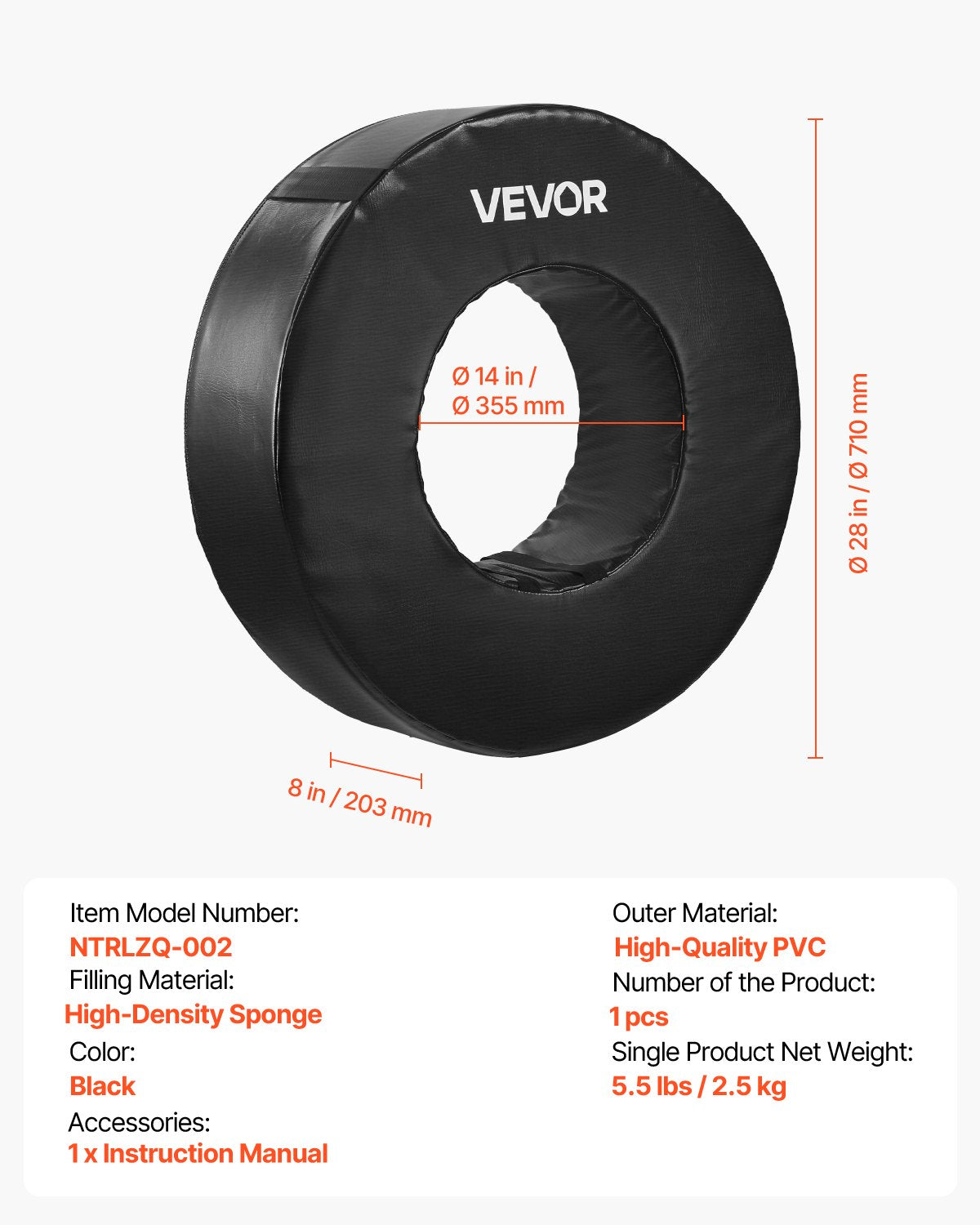 Football Tackle Wheel, Football Tackling Dummy, Waterproof PVC and High-Density Sponge Tackle Ring, Dummies Training Equipment with Straps, for Blocking, Hitting Drills and Practice, Black, 1PCS