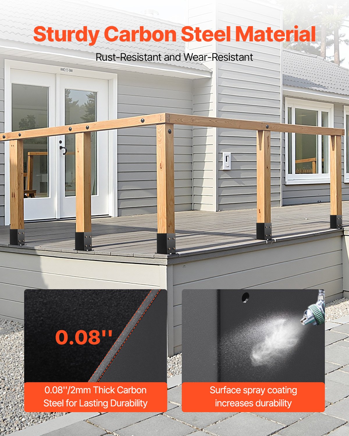 4x4 stolpbas 10 st, innerstorlek 3,6x3,6 tum / 91,44x91,44 mm stolpfästen, kraftiga däckstolpar i kolstål, trästolpfästen för paviljongdäck, stöddäcksbasplatta, svart