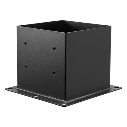 4x4 stolpbas 4 st, innermått 3,6x3,6 tum / 92x92 mm stolpfästen, kraftiga däckstolpar i kolstål, trästolpfästen för paviljongdäck, stöddäcksbasplatta, svart