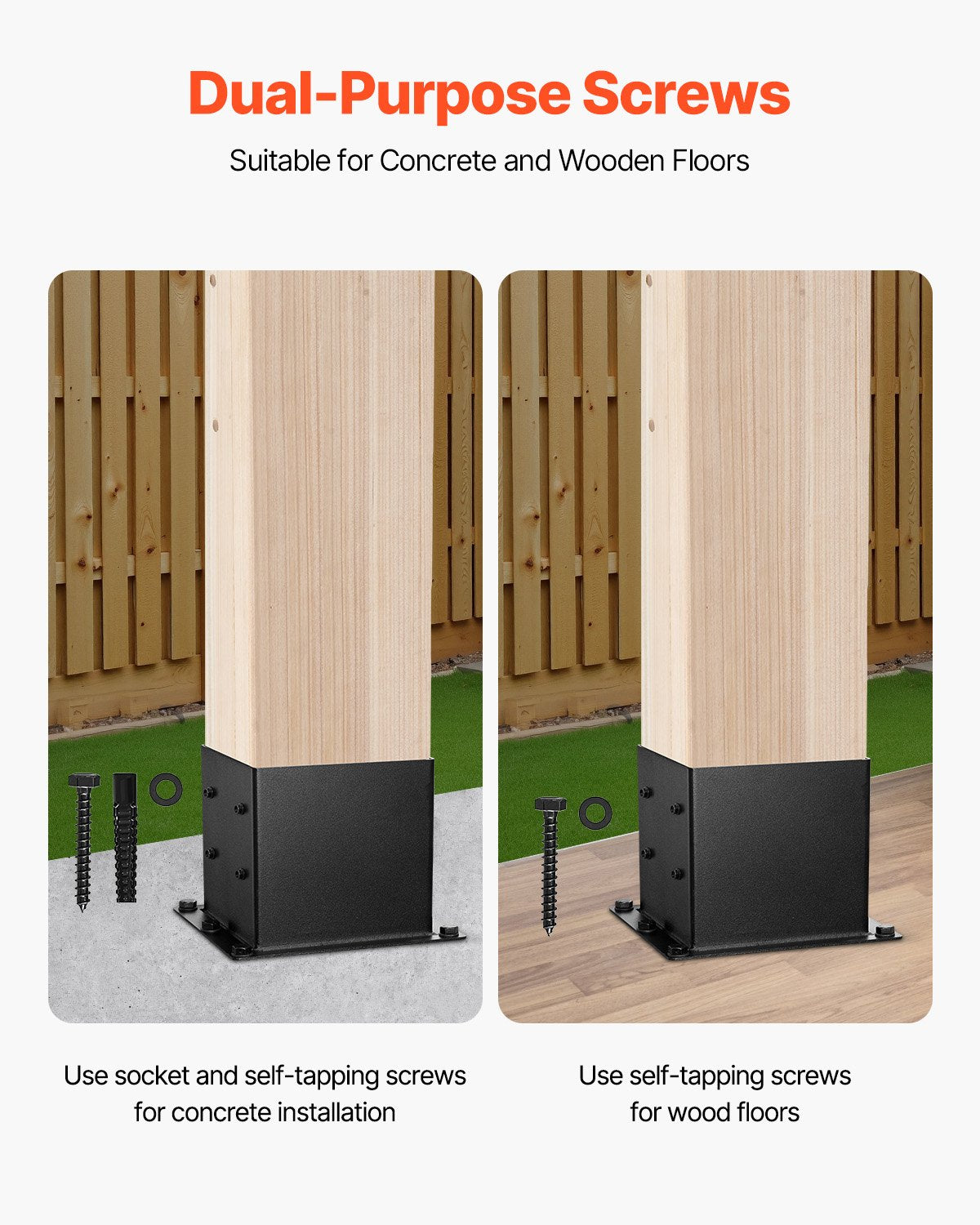 4x4 Post Base 8 Pcs, Inner Size 3.6x3.6 inch / 92x92 mm Post Brackets, Heavy Duty Carbon Steel Decking Posts, Wood Posts Brackets for Pavilion Deck Railing Support Deck Base Plate, Black