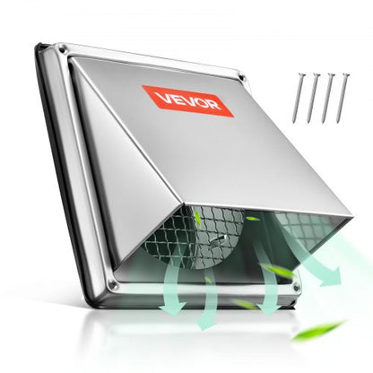 97 mm väggventilationsskydd för utvändig ventilation, fyrkantigt AC-ventilationsskydd, premium rostfritt stål och med inbyggd skyddsskärm, för hus, badrum, garage, kök, källare (1-pack, silver)