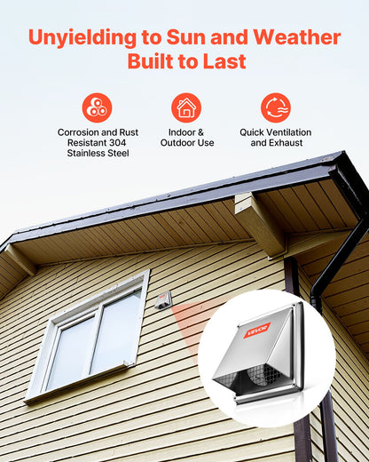97 mm väggventilationsskydd för utvändig ventilation, fyrkantigt AC-ventilationsskydd, premium rostfritt stål och med inbyggd skyddsskärm, för hus, badrum, garage, kök, källare (1-pack, silver)
