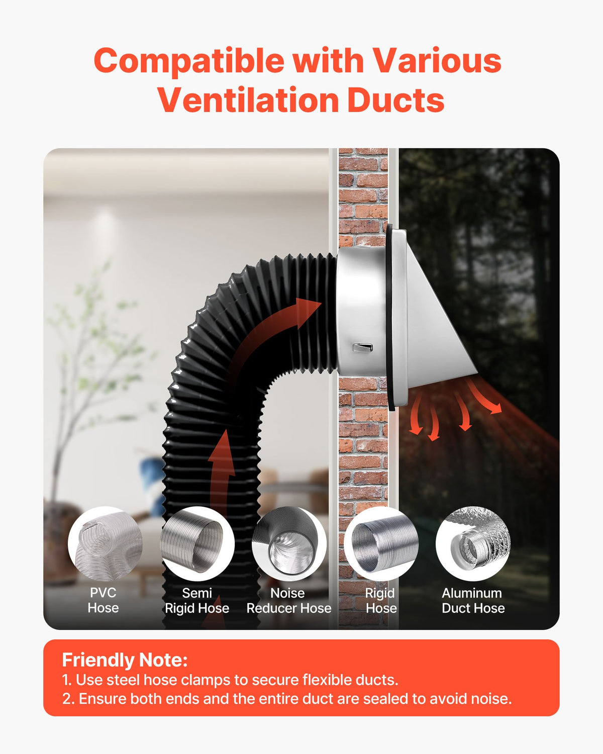 97 mm väggventilationsskydd för utvändig ventilation, fyrkantigt AC-ventilationsskydd, premium rostfritt stål och med inbyggd skyddsskärm, för hus, badrum, garage, kök, källare (1-pack, silver)