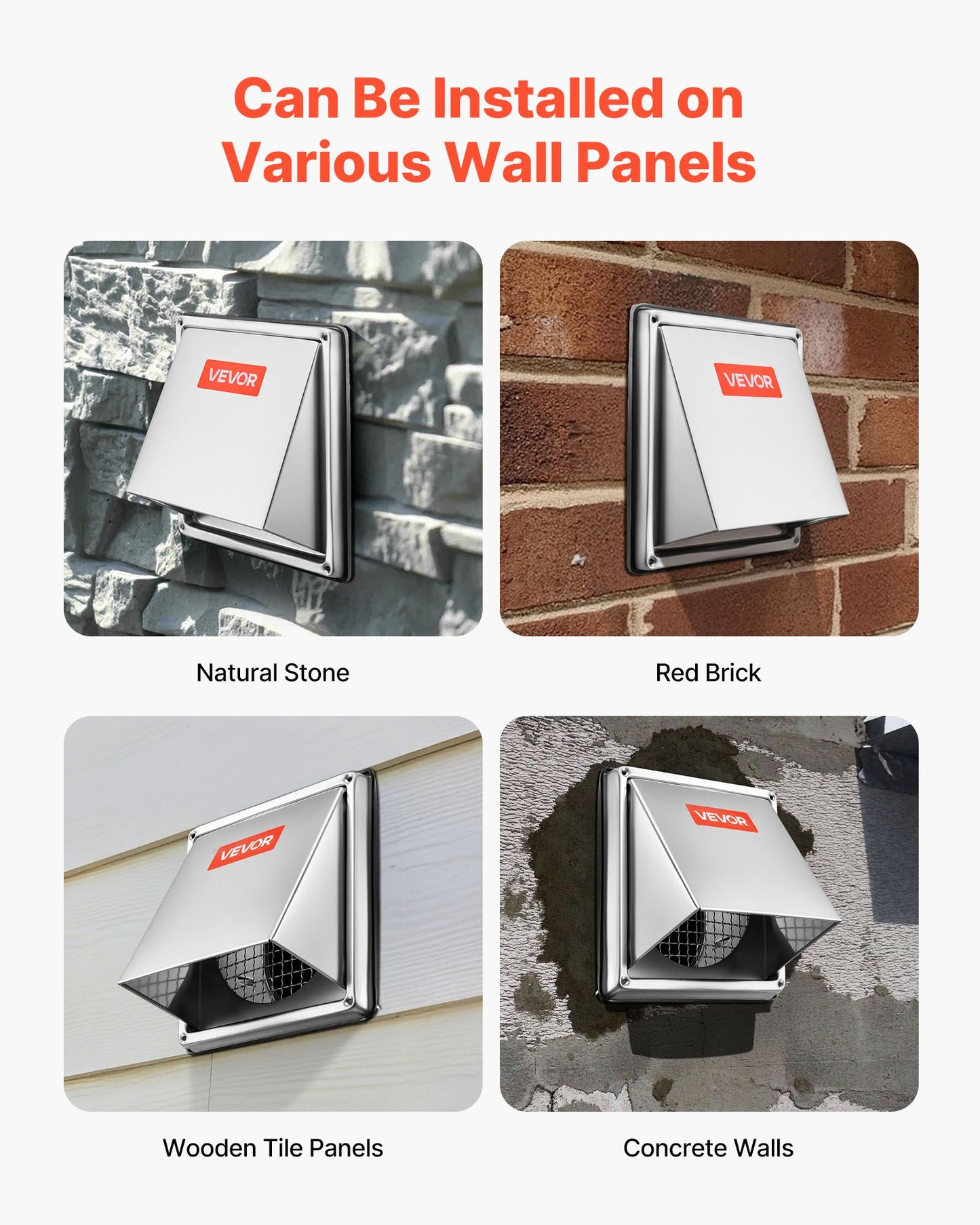 97 mm väggventilationsskydd för utvändig ventilation, fyrkantigt AC-ventilationsskydd, premium rostfritt stål och med inbyggd skyddsskärm, för hus, badrum, garage, kök, källare (1-pack, silver)