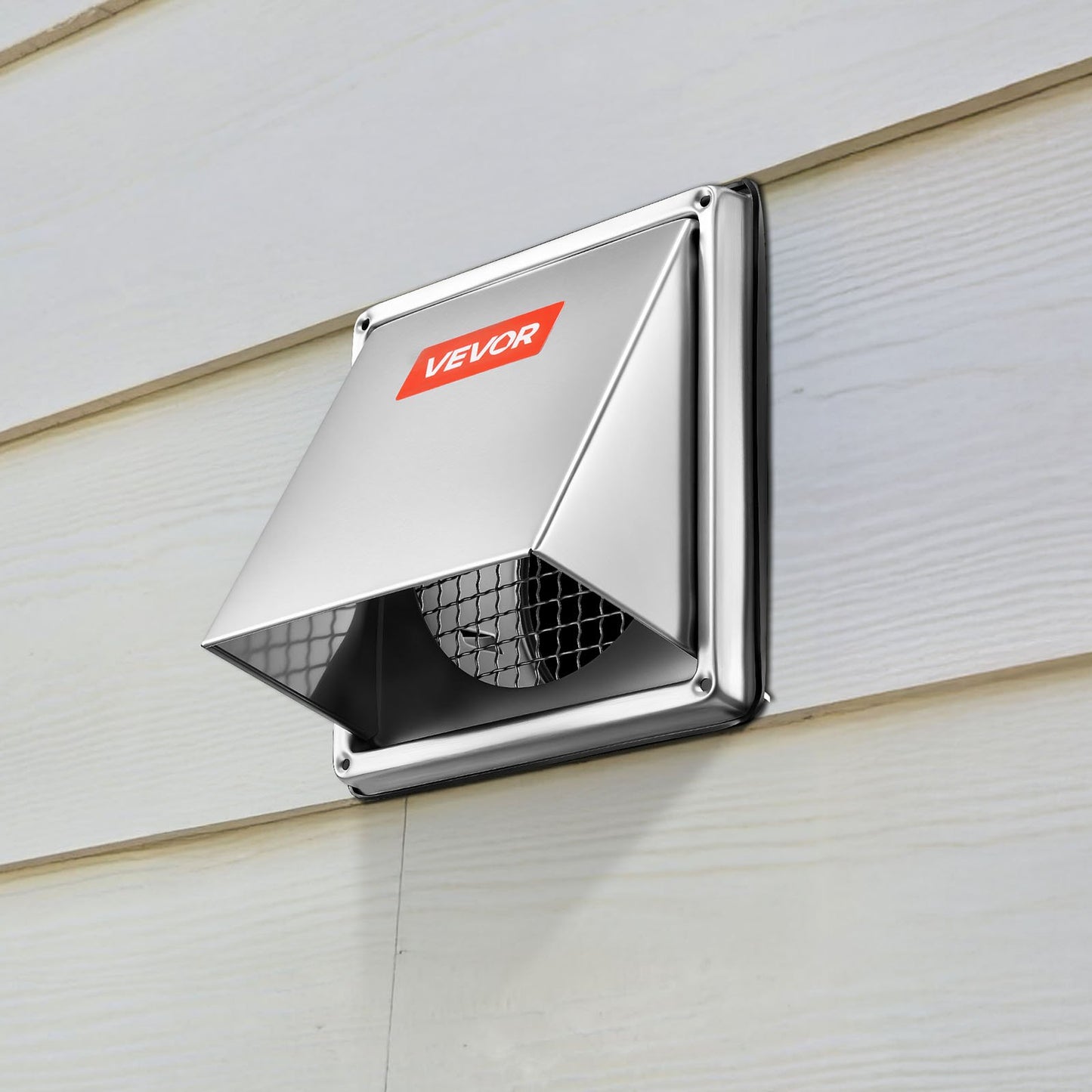 97 mm väggventilationsskydd för utvändig ventilation, fyrkantigt AC-ventilationsskydd, premium rostfritt stål och med inbyggd skyddsskärm, för hus, badrum, garage, kök, källare (1-pack, silver)