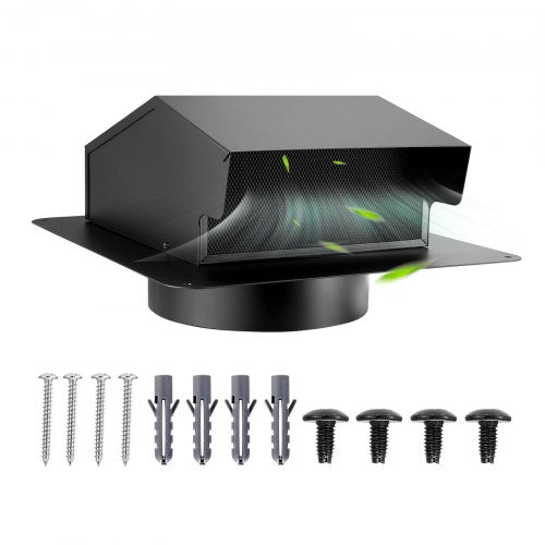 149 mm väggkåpa med huva, fyrkantigt AC-ventilationsgavelskydd, premium SPCC-stål och med inbyggd skyddsskärm, för tak, väggar, utvändiga kanaler och avgasutlopp (1-pack, svart)