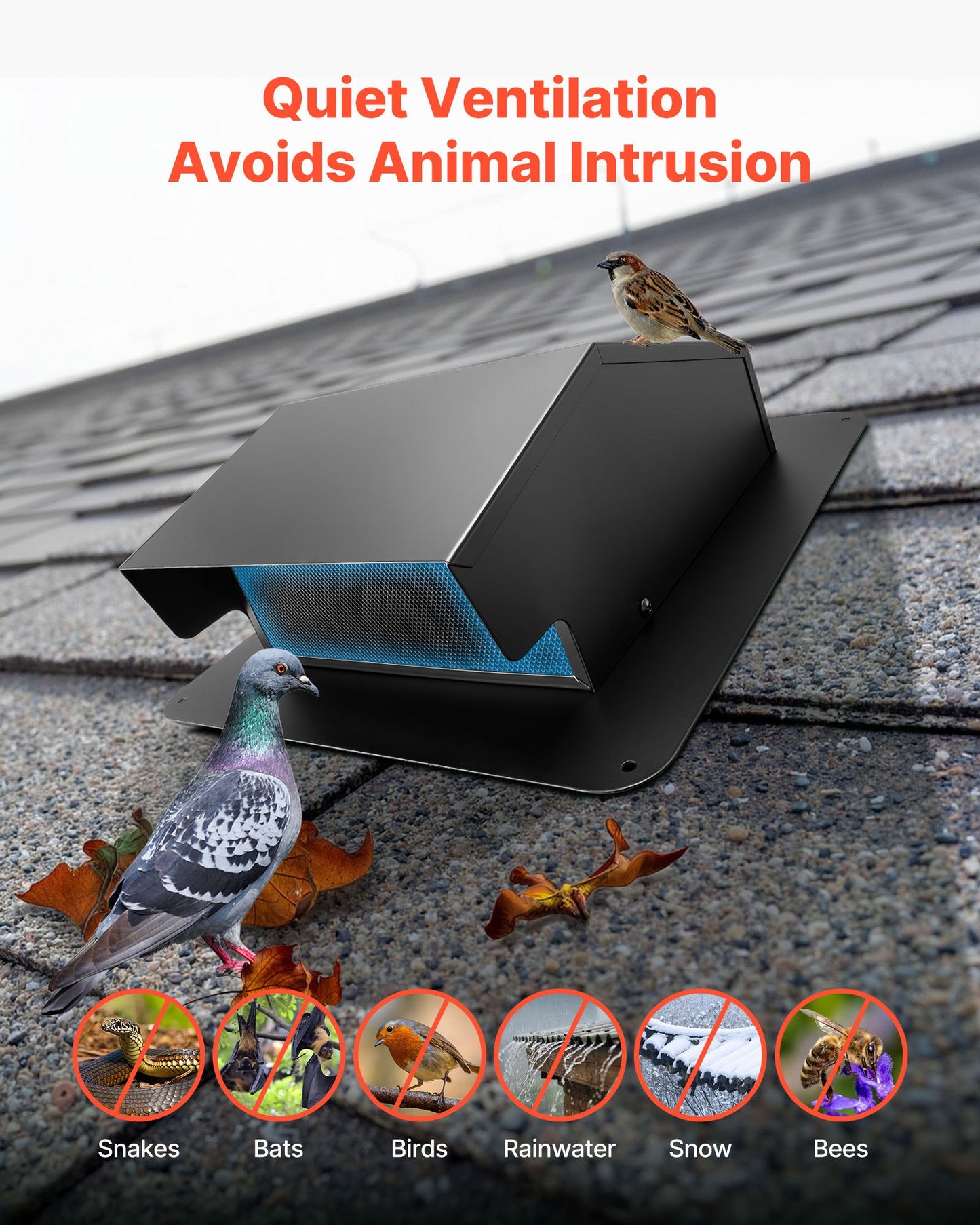 149 mm väggkåpa med huva, fyrkantigt AC-ventilationsgavelskydd, premium SPCC-stål och med inbyggd skyddsskärm, för tak, väggar, utvändiga kanaler och avgasutlopp (1-pack, svart)