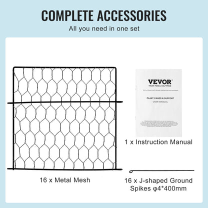 4-pack växtskydd mot djur, 33 x 33 cm växtskydd av hönsnät, växtburar för utomhusväxter, blommor och grönsaker, håller kaninkycklingar och ekorrar borta, 16 st metallnät