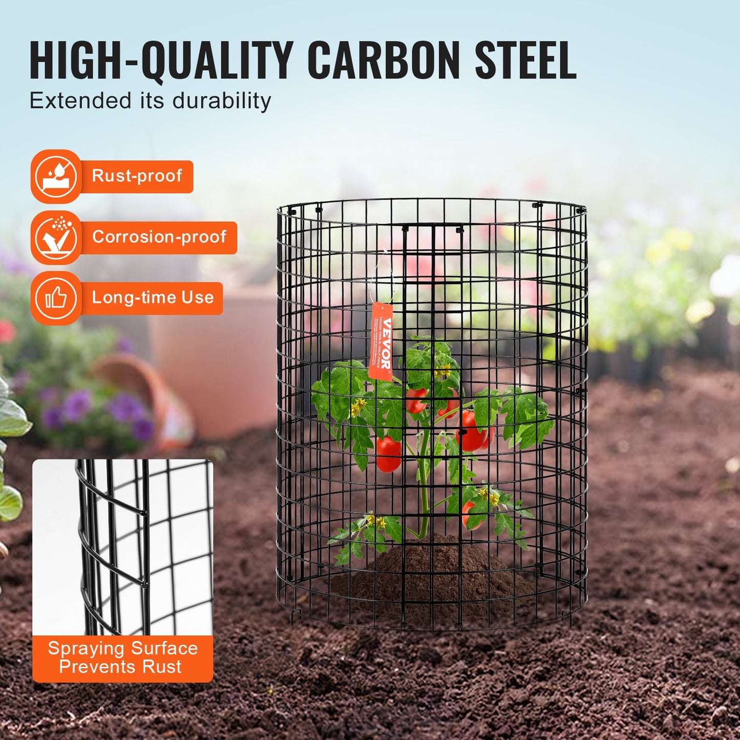 6-pack växtskydd mot djur, 30 cm dia. x 38 cm H växtskydd av hönsnät, växtburar för utomhusväxter, blommor och grönsaker, håller kaninkycklingar och ekorrar borta, 18 st metallnät