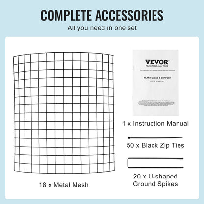 6-pack växtskydd mot djur, 30 cm dia. x 38 cm H växtskydd av hönsnät, växtburar för utomhusväxter, blommor och grönsaker, håller kaninkycklingar och ekorrar borta, 18 st metallnät