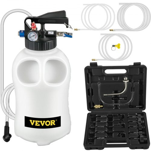 Transmissionspump 2-vägs ATF-påfyllningssystem Dispenser, olje- och vätskeutsug 10 liter stor kapacitet, verktygssats för automatväxellådspump med 14 delar ATF-påfyllningsadaptrar