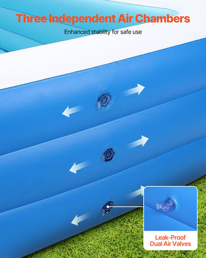 Inflatable Pool, 3000 x 1702 x 508mm Large Inflatable Swimming Pool, Family Large Swimming Pools with Repair Patches, Blow Up Pools for Kids, Adults, Family, Indoor Outdoor, Summer Water Party