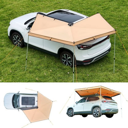270 Degree Awning, 4.9 ㎡ Driver Side Vehicle Awning, Waterproof UV50+ Car Side Awnings with Carry Bag, All-Weather Free-Standing Overland Awnings Car Shelter for SUV Van Truck Camping